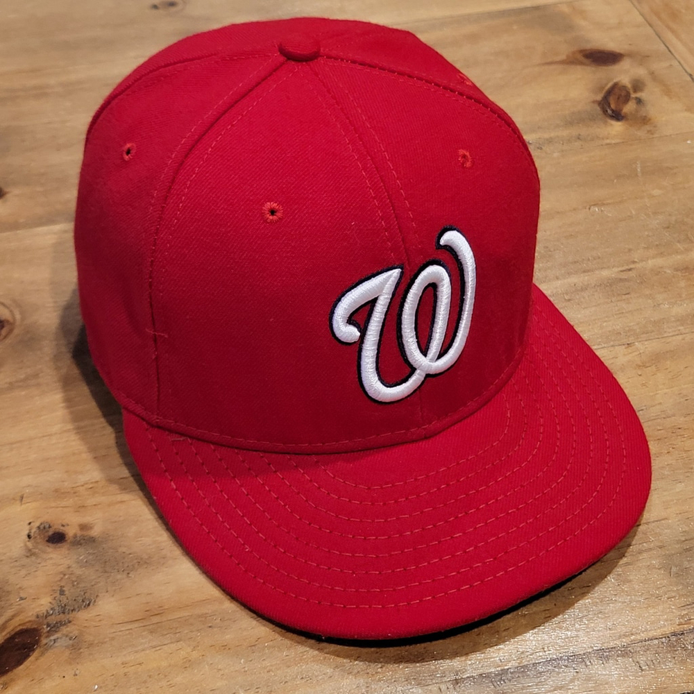 Washington Nationals Hat New Era Size 7 1/4 59Fifty Fitted Made USA Red On Field - Picture 5 of 11
